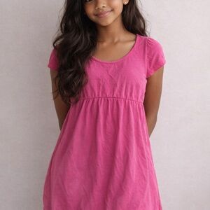 IMG Girls Pink Babydoll Dress Empire Waist Short Sleeve